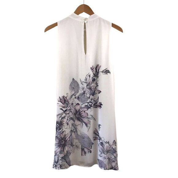 Jella C high-neck keyhole opening cream floral dress size L - Picture 2 of 8